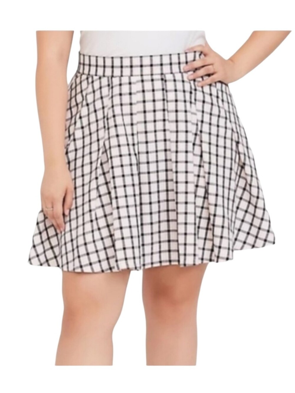 Torrid Retro Pleated Skater Style Pink Black Off White Plaid Skirt Plus Size 2X